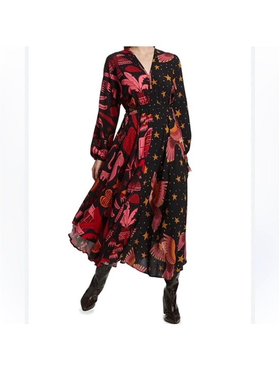 FARM Rio Dresses & Skirts - FARM RIO MIXED BLACK PRINTS MAXI DRESS SIZE L
